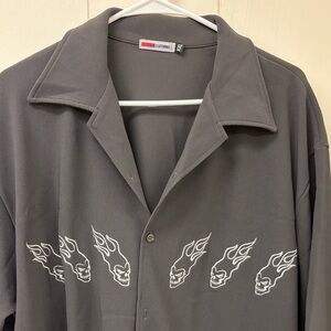 Gray Skull Flame Men's Shirt